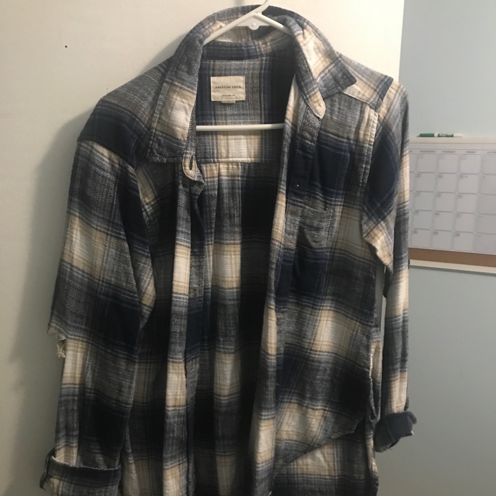 american eagle blue oversized flannel